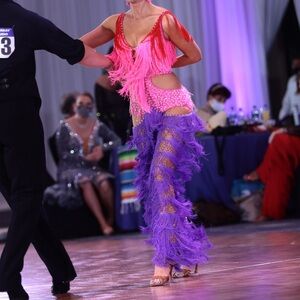 Vibrant Fringe Dance Jumpsuit - Size XS or S